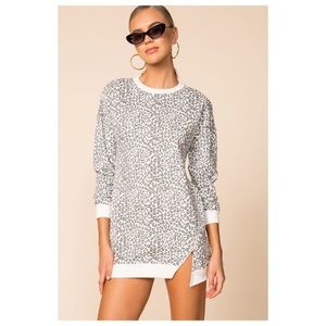 White Leopard Zip Sweatshirt Dress size XS